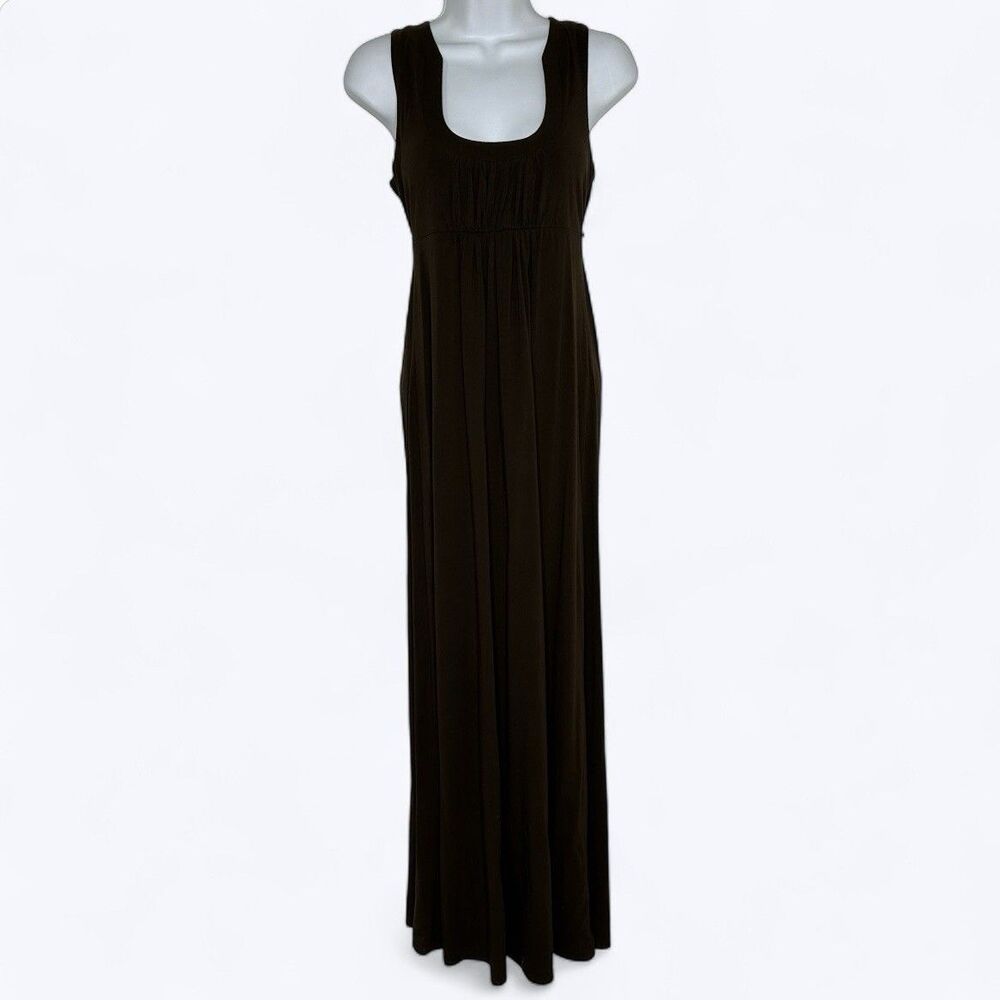 J Crew Empire Waist Maxi Dress Sz XS Brown Sleeveless Stretch Lounge Vacation